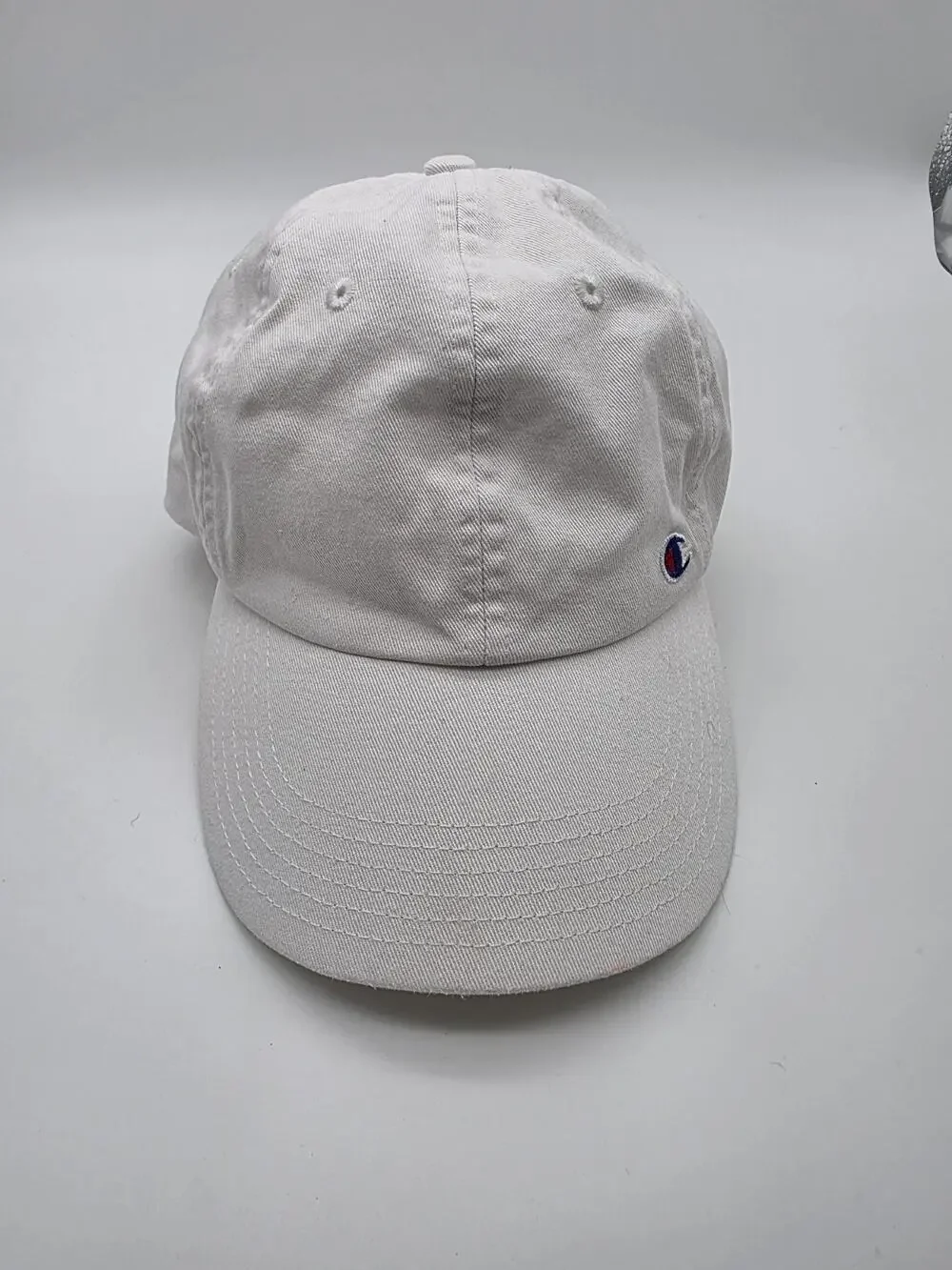 Champion White Adjustable Dad Hat Baseball Cap Strapback Logo OSFA